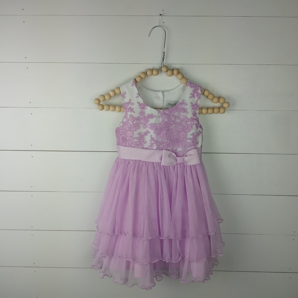 Jona Michelle Girls size 3T purple and white tulle and embroidery formal dress